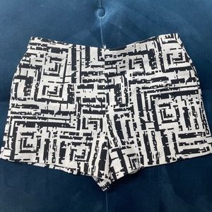 Patterned Black and White Shorts